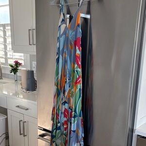 Sleeveless Floral Maxi Dress in Light Blue